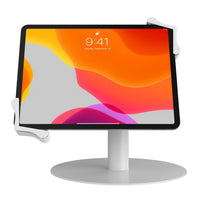 CTA Digital Heavy-Duty Universal Grip Kiosk Stand with 360-degree Rotation for 7" to 13" Tablets - White-Smooth front to back angle adjustment, perfect for point of sale transactions