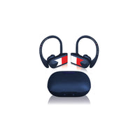 Tommy Hilfiger Airsport Over Ear Wireless Earbuds With Charging Case, Navy-Wireless AirSport Earbuds with charging case