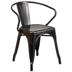 30'' Round Black-Antique Gold Metal Indoor-Outdoor Table Set with 4 Arm Chairs (CH-51090TH-4-18ARM-BQ-GG)-4