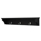 Finley Wall Shelf, 3 Metal Hooks, 24"L x 4"D x 4.25"H, Black (FN00376-8INT)-Maximum weight capacity: 10 lbs