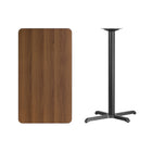 Flash Furniture 24'' x 42'' Rectangular Laminate Table Top, Walnut with 22'' x 30'' Bar-Height Table Base (XUWA2442T2230B)-Top Size: 24"W x 42"L