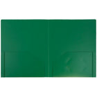 JAM Paper Plastic Heavy Duty Two Pocket Folders, Green, 6 Pack-Capacity: 200 sheets