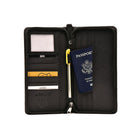 Ashlin Monaco RFID Blocking Zippered Travel Wallet, Black-Inside LH side: 6 credit card pockets and ID section; Inside RH side: 3 long pockets for tickets, documents, passports.