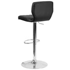 Flash Furniture Contemporary Black Vinyl Adjustable Height Barstool with Vertical Stitch Back & Chrome Base - 2 Pack-Vertical Line Design