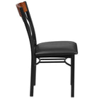 Flash Furniture Eclipse Series Vertical Back Black Metal & Cherry Wood Restaurant Chair with Black Vinyl Seat-Cherry Wood Vertical Slat Back Design