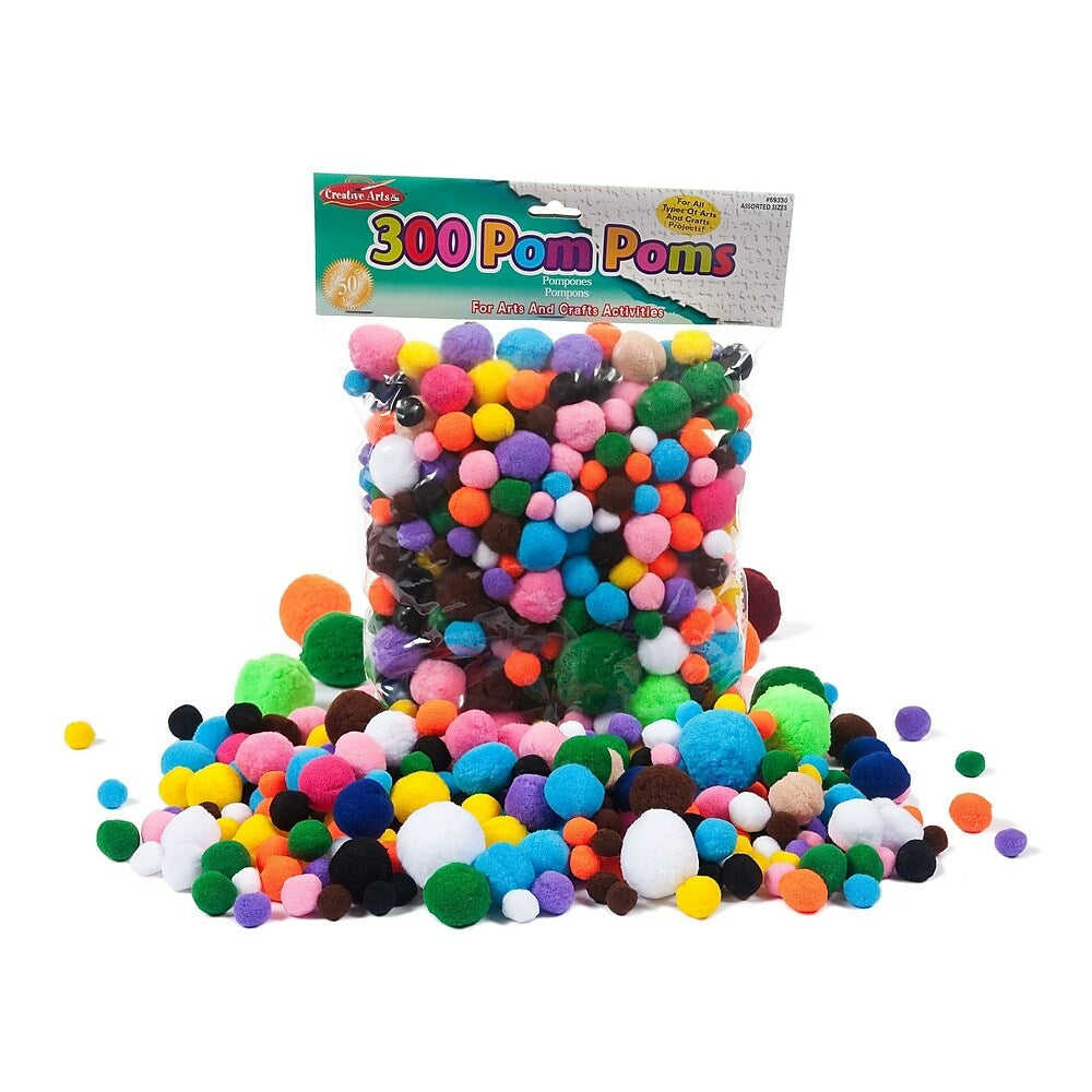 Charles Leonard Creative Arts Pom-Poms Furry Balls, Assorted