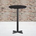 Flash Furniture 24" Round Black Laminate Table Top with 22" x 22" Bar Height Table Base-Top Size: 24"W x 24"D