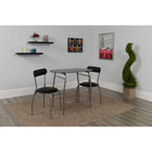 Flash Furniture Sutton 3 Piece Space-Saver Bistro Set with Black Glass Top Table & Black Vinyl Padded Chairs-Silver Powder Coated Frame Finish