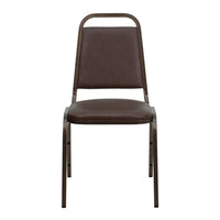 Flash Furniture HERCULES Series Trapezoidal Back Stacking Banquet Chair with Copper Vein Frame - Brown Vinyl-Multipurpose Banquet Chair