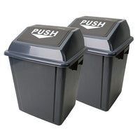 Johnny Vac Trash Garbage Can Bin with Push-Down Lid - 6.6 gal (25 L) - BIN25X2 - Grey & Black-Black and Grey