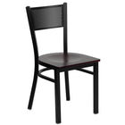 Flash Furniture HERCULES Series Black Grid Back Metal Restaurant Chair - Mahogany Wood Seat-500 lb. Weight Capacity