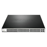 D-Link WebSmart 52-Port Gigabit PoE Switch with 48 PoE Ports and 4 SFP ports-Equipped with 48 10/100/1000 Mbps ports and 4 Gigabit SFP ports.