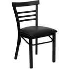 Flash Furniture HERCULES Series Black Three-Slat Ladder Back Metal Restaurant Chair - Black Vinyl Seat-500 lb. Weight Capacity