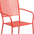 Flash Furniture Coral Indoor-Outdoor Steel Patio Arm Chair with Square Back-Rain Flower Seat and Back Design