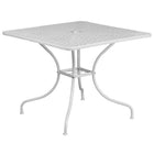 35.5'' Square White Indoor-Outdoor Steel Patio Table Set with 2 Round Back Chairs [CO-35SQ-03CHR2-WH-GG]-Designed for Indoor and Outdoor Use
