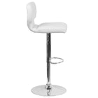 Flash Furniture Contemporary Vinyl Adjustable Height Barstool with Vertical Stitch Back & Chrome Base - White - 2 Pack-White Vinyl Upholstery