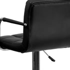 Flash Furniture Contemporary Black Quilted Vinyl Adjustable Height Barstool with Arms & Chrome Base-Vinyl Wrapped Chrome Arms