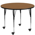 Flash Furniture Mobile 60" Round Oak Thermal Laminate Activity Table - Standard Height Adjustable Legs-Popular Round Activity Table