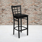 Flash Furniture HERCULES Series Black Window Back Metal Restaurant Barstool - Black Vinyl Seat-Welded Joint Assembly