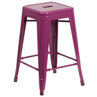 Flash Furniture 24" High Backless Purple Indoor-Outdoor Counter Height Stool-Stackable Industrial Style Modern Stool