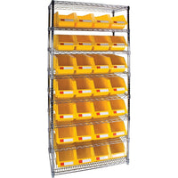 Kleton Heavy-Duty Wire Shelving Units With Storage Bins, 8 Tiers, 36" W x 74" H x 14" D - Yellow-Depth: 14"