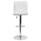 Flash Furniture 17 1/2" x 18" Quilted Vinyl Adjustable Height Bar Stool W/Chrome Base, White, 2 Pack-Mid-Back Design