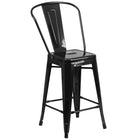 Flash Furniture 24" High Black Metal Indoor-Outdoor Counter Height Stool with Back-500 lb. Weight Capacity