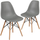 Flash Furniture Elon Series Plastic Chair with Wooden Legs - Moss Grey - 2 Pack-Ideal Use: dining chair, living room accent chair, home office side chair