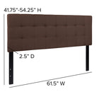 Flash Furniture Bedford Tufted Upholstered Queen Size Headboard - Dark Brown Fabric-Black Metal Stands with Adjustable Bed Rail Slots