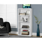 Monarch Specialties 7059 48"H Bookcase - White With Adjustable Shelves-Clean lines with thick panel construction