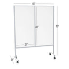 Eddie's Mobile Shield 70"H x 45"W x 21"D Acrylic/Metal Plexiglass Sneeze Guard/Divider-Base Model: 70"H x 45"W x 21"D - 1/8" thick acrylic panel - 1" square tubing - steel - 2 locking and 2 non-locking 2" casters