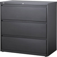 Hirsh HL10000 Series Lateral File 3-Drawer Cabinet, Charcoal-Heavy-duty three-piece, ball-bearing slide suspension