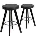 Flash Furniture Trenton Series 24" High Vinyl Counter Height Stool with Wood Frame, Black, 2 Pack-Contemporary Style Stool