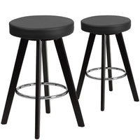 Flash Furniture Trenton Series 24" High Vinyl Counter Height Stool with Wood Frame, Black, 2 Pack-Contemporary Style Stool