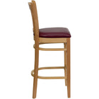 Flash Furniture HERCULES Vertical Slat Back Walnut Wood Restaurant Barstool - Burgundy Vinyl Seat - 2 Pack-Burgundy Vinyl Upholstered Seat