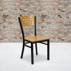 Flash Furniture HERCULES Series Black Slat Back Metal Restaurant Chair - Natural Wood Back & Seat - 2 Pack-Welded Joint Assembly