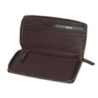 Roots Ladies Slim Bifold Zipper Around Wallet - Merlot-1 Gusset pocket