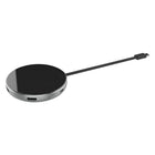 JCPal Elex USB-C Wireless Charging Hub with HDMI, USB-PD, and USB-A Adapter-Durable aluminum shell with black base and silver frame.  Contains 5 ports and wireless charging