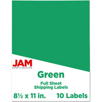 JAM Paper Full Page Sticker Paper Shipping Labels - 8-1/2" x 11" - Green - 10 Pack -English only packaging