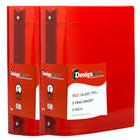 JAM Paper Plastic 3 Ring Binder, 3", Red, 2 Pack-Red Plastic