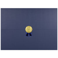 St. James Document/Certificate Holders - Gold Award Seal with Blue Ribbon - Navy Blue - 5 Pack-Add ceremony, elegance and sincerity to the act of giving recognition