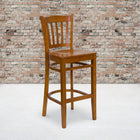 Flash Furniture HERCULES Series Vertical Slat Back Cherry Wood Restaurant Barstool-Solid European Beech Hardwood Construction