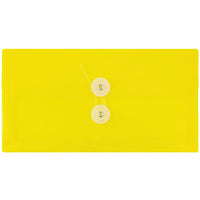 JAM Paper Plastic Envelopes with Button and String Tie Closure #10 Business Booklet - 5.25" x 10" - Yellow - 12 Pack -Colour: Yellow 