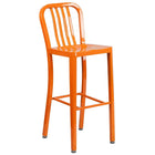 30'' Round Orange Metal Indoor-Outdoor Bar Table Set with 2 Vertical Slat Back Barstools [CH-51090BH-2-30VRT-OR-GG]-4
