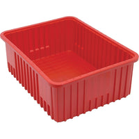 Quantum Storage Systems Divider Box Containers, Plastic, 22.5" W x 17.5" D x 3" H, Red - 3 Pack-Colour: Red