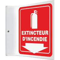 Accuform Signs "Extincteur D'Incendie" Projection Sign, 8" x 8", Plastic, French With Pictogram-Display Type Bolt-On