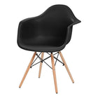 Nicer Furniture Eiffel Style Armchair with Natural Wood Legs - Black - 4 Pack-Straight wooden dowel legs with floor protectors for hardwood floor