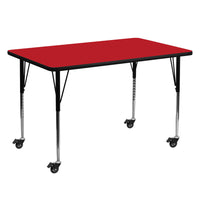 Flash Furniture Mobile 30"W x 60"L Rectangular HP Laminate Activity Table - Red-Popular Rectangular Activity Table