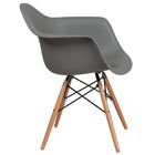 Flash Furniture Alonza Series Plastic Chair with Wooden Legs - Moss Grey-Curved Arms