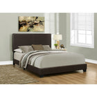 Monarch Specialties 5910Q Queen Size Bed - Dark Brown Leather-Look-Upholstered headboard, side and end rail in leather-look material